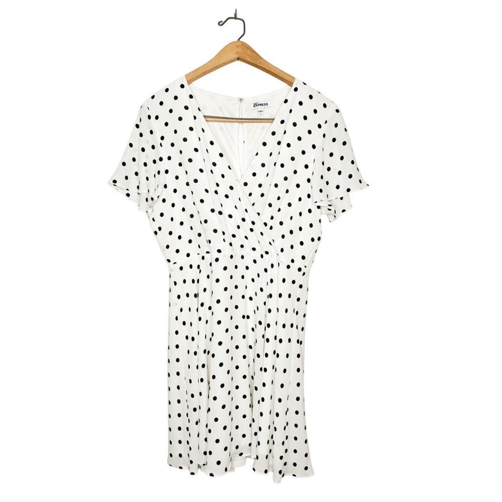 Express Classic Black & White Polka Dot Mini Dress 12